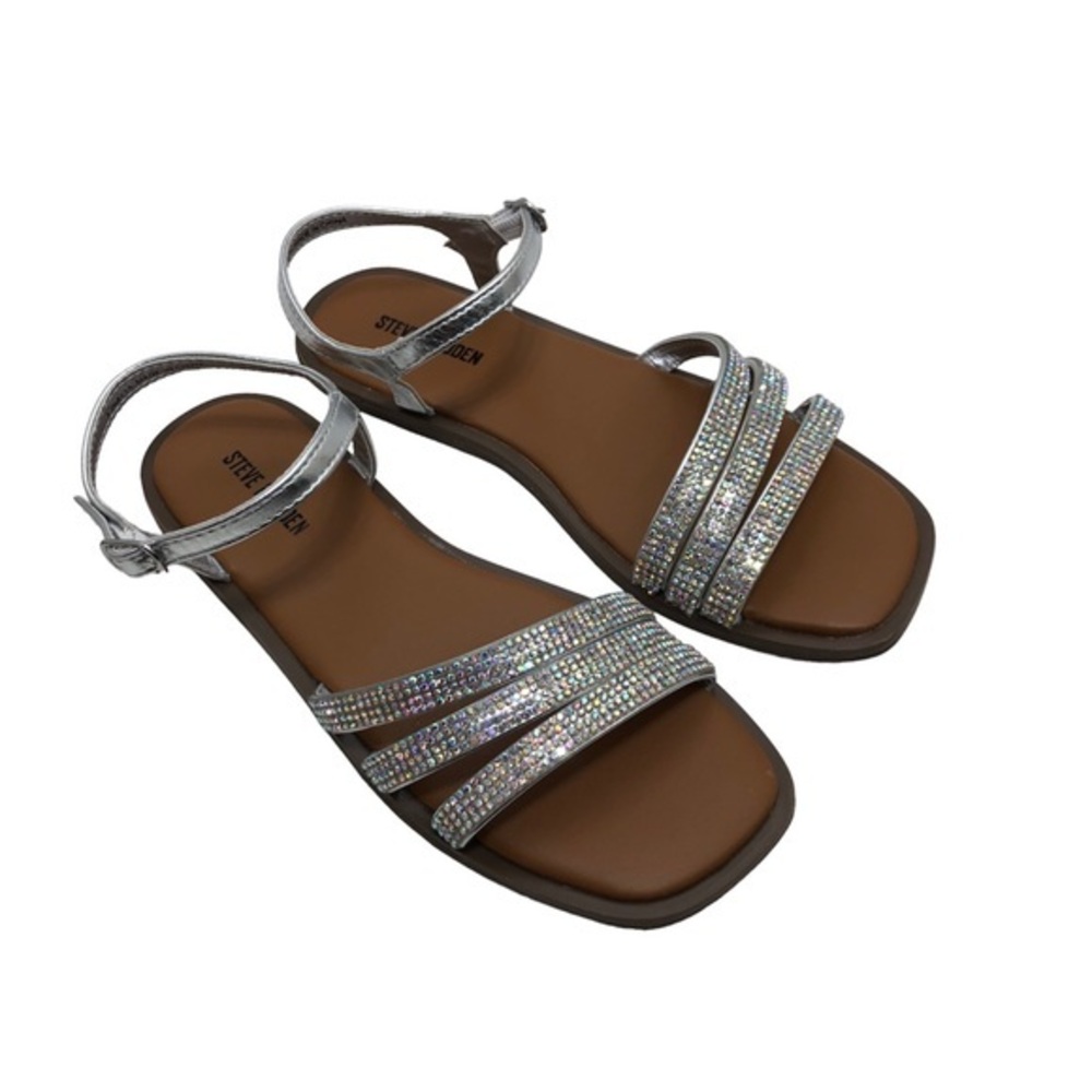 Steve Madden‎ JNAYYA-751 Silver Rhinestone Girls Sandals Size 3